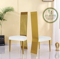 Image 2 of High Back Chairs with Polished Stainless Steel Backrest and Legs, Modern Luxury