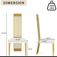 Image 4 of High Back Chairs with Polished Stainless Steel Backrest and Legs, Modern Luxury