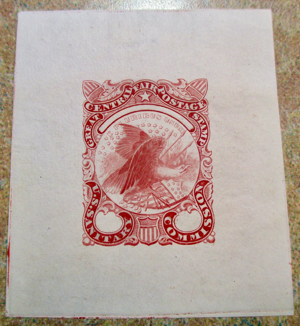 #123-CIVIL WAR SALE: SPECTACULAR GREAT CENTRAL SANITARY FAIR PROOF STAMP, NO DENOMINATION