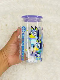 Image 2 of Bluey 16 oz Glass Cup 