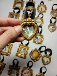 Miniature Original Painting: Rustic Birch Tree Art Ornament - Vintage Gold Frame