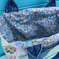 Image 5 of Denim Daydream Handmade Tote Bag Upcycled Vintage Fabrics & Denim