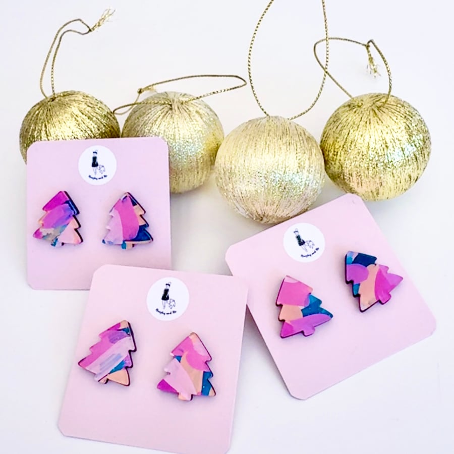 Image of 'Calypso' Maxi Painted Christmas Tree Studs