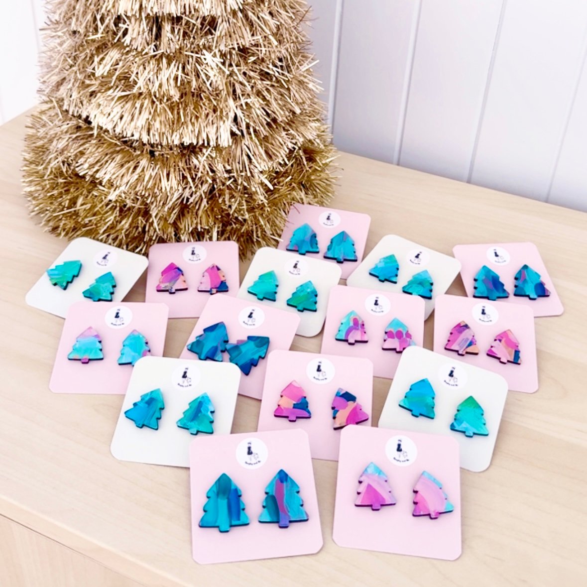 Image of 'Teal Tones' Maxi Painted Christmas Tree Studs
