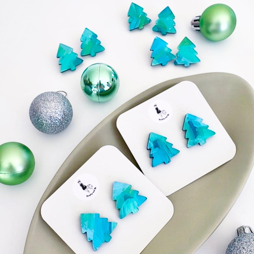Image of 'Tranquil Water' Maxi Painted Christmas Tree Studs