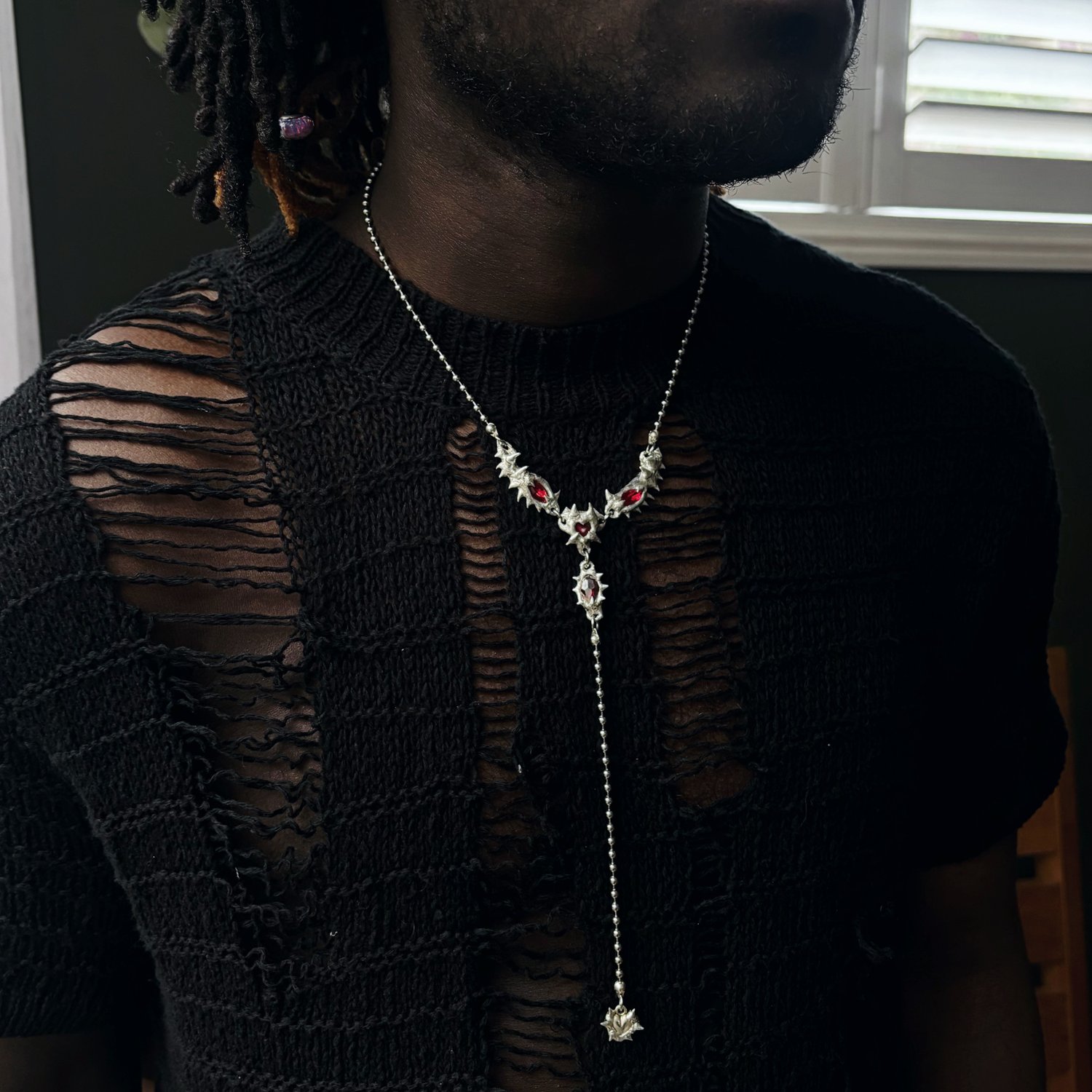 Image of Blood Wings Y shaped necklace