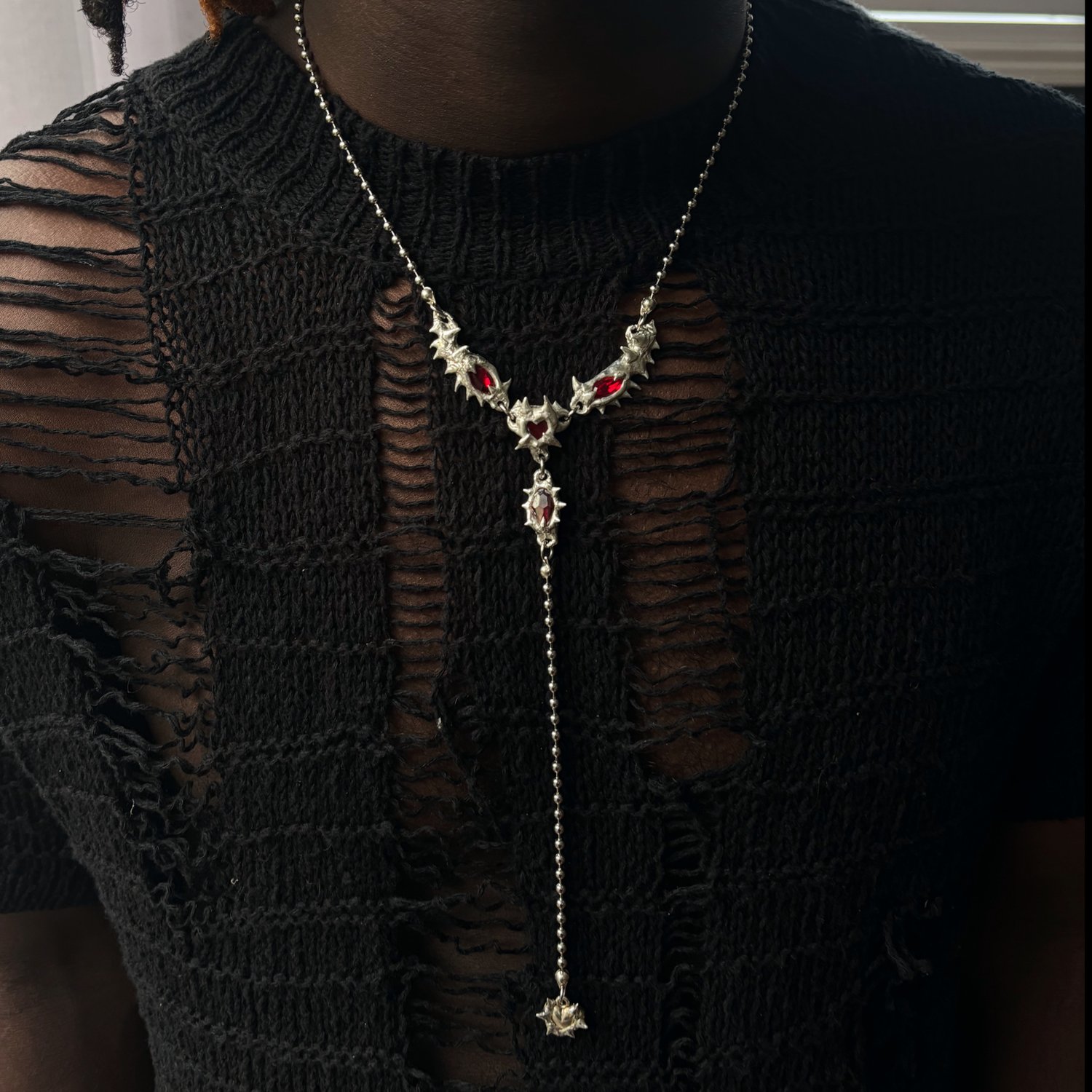 Image of Blood Wings Y shaped necklace