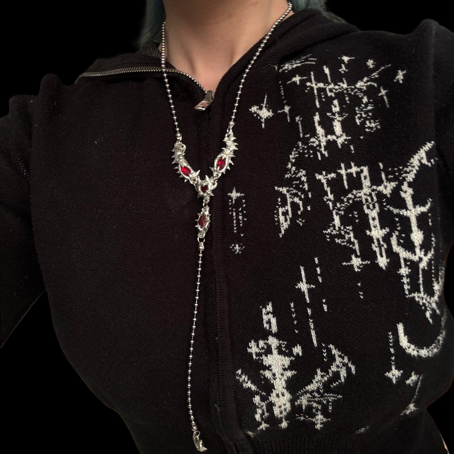 Image of Blood Wings Y shaped necklace