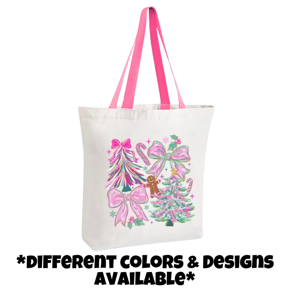 Image of Holiday/Christmas Canvas Tote Bag🎄✨ (Different Designs & Colors Available)
