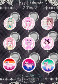 Heart holographic pins 5,8cm