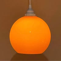 Image 3 of Suspension ronde en opaline orange - verre opalin vintage 1960 - 1970 - Space Age 