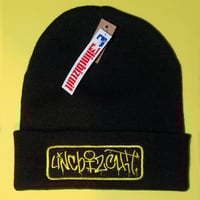 Linc Bizcuit Black Beanie Yellow Graphic