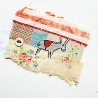 Image 5 of Art textile - ORIGINAL hand stitched collage Donkey & Bee