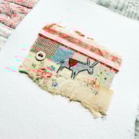 Image 3 of Art textile - ORIGINAL hand stitched collage Donkey & Bee
