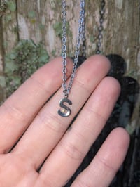 Image 1 of Plain English Letter Initial Mustard Seed Necklace