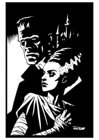 The Bride & Frankenstein's Monster Art Print