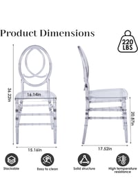Image 4 of Clear Acrylic Chiavari Chairs, Modern Dining Chair  Oval High-Back 
