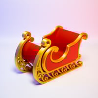 Image 1 of 🎅🛷 3D Printed Santa Sleigh – Red & Gold Holiday Centerpiece