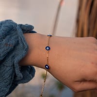 Image 1 of Gold Plated Evil Eye Bracelet by Attract Studio Jewellery
