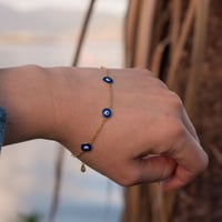 Image 3 of Gold Plated Evil Eye Bracelet by Attract Studio Jewellery