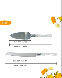 Image 5 of Cake Knife and Server Set Acrylic Stainless Steel Faux