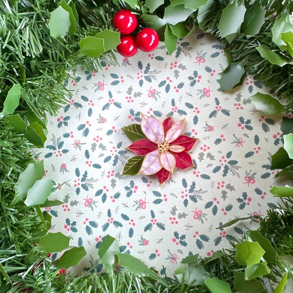 Image of Pepita's Poinsettia Brooch - Duo 