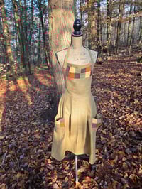 Image 3 of Linen Patchwork Pinafore Apron- Carmel