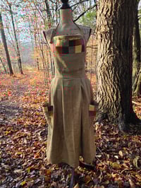 Image 6 of Linen Patchwork Pinafore Apron- Carmel