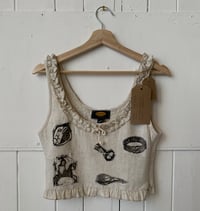 Image 1 of frilled block-printed crop top