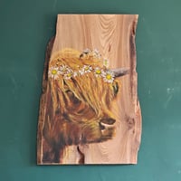 Image 1 of 'Daisy' original oil & acrylic on elm panel.