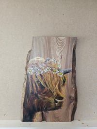 Image 5 of 'Daisy' original oil & acrylic on elm panel.