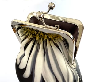 Image of White flower, crossbody velvet bag with chain handle