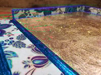 Image 8 of Gorgeous Blue Large Hand Painted & Rhinestoned Handmade Magnetic Makeup Shrine Makeup Not Included