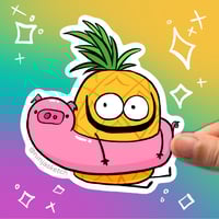 Image 1 of Pineapple in Pig Floaty Sticker