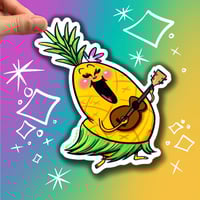 Image 1 of Pineapple playing Ukulele Sticker