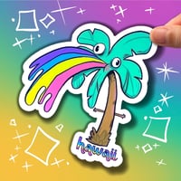 Image 1 of Palm Tree Throwing up Rainbows Sticker