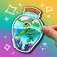 Image 1 of Turtle in a Bottle Sticker