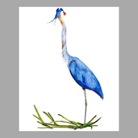 Image 1 of Heron at the river,  Original bird art watercolor 
