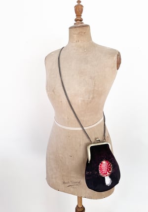 Image of Fly agaric, crossbody velvet bag with chain handle