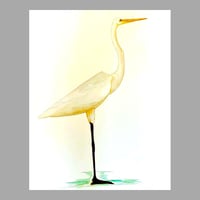 Image 1 of Egret bird art  original one of a kind watercolor painting