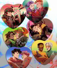 Image 1 of DC/Marvel Heart Shaped Buttons