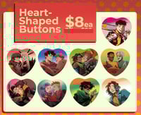Image 2 of DC/Marvel Heart Shaped Buttons