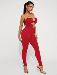 Image 2 of SKYNLYDRESS - Combinaison avec accessoires en métal ajouré en forme de rose sur le soutien-gorge 