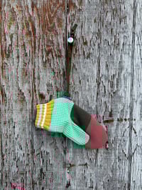 Image 2 of Mitt Elberts Mittens ♻️ / Fall Orange / Mint / Lime, Cream, Light Blue Cuff