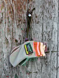 Image 3 of Mitt Elberts Mittens ♻️ / Light Gray / Mint / Orange & CreamStripe Cuff