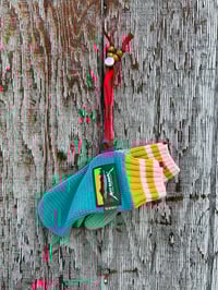 Image 3 of Mitt Elberts Mittens ♻️ / Teal / Mint / Lime & Pink Cuff