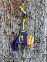 Image 1 of Mitt Elberts Mittens ♻️ / Purple / Mint / Lime & Pink Stripe Cuff