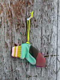 Image 2 of Mitt Elberts Mittens ♻️ / Purple / Mint / Lime & Pink Stripe Cuff