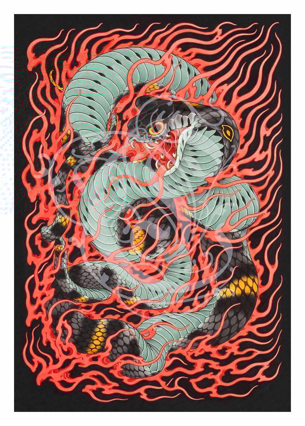 Image of Cobra in Flames Fine Art Print A1&A2 Pre-Order