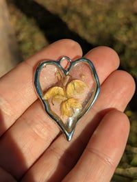 Image 1 of Silver Irregular Heart Lilly of the Valley Necklace